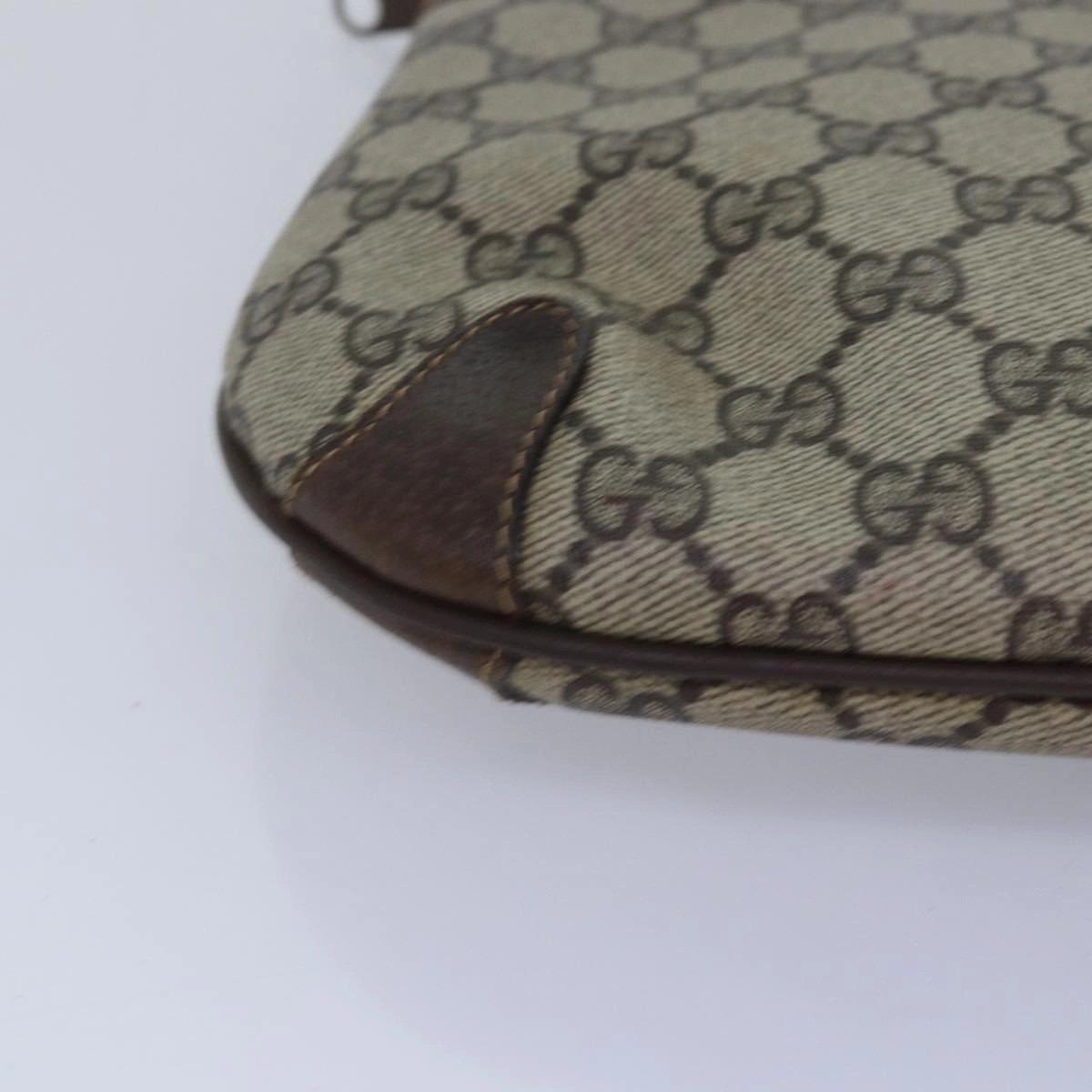 GUCCI GG Supreme Web Sherry Line Shoulder Bag PVC Beige 39 02 026  th4958