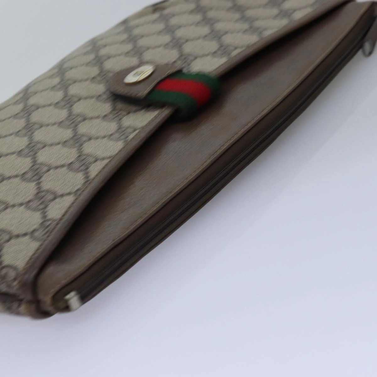 GUCCI GG Supreme Web Sherry Line Shoulder Bag PVC Beige 39 02 026  th4958