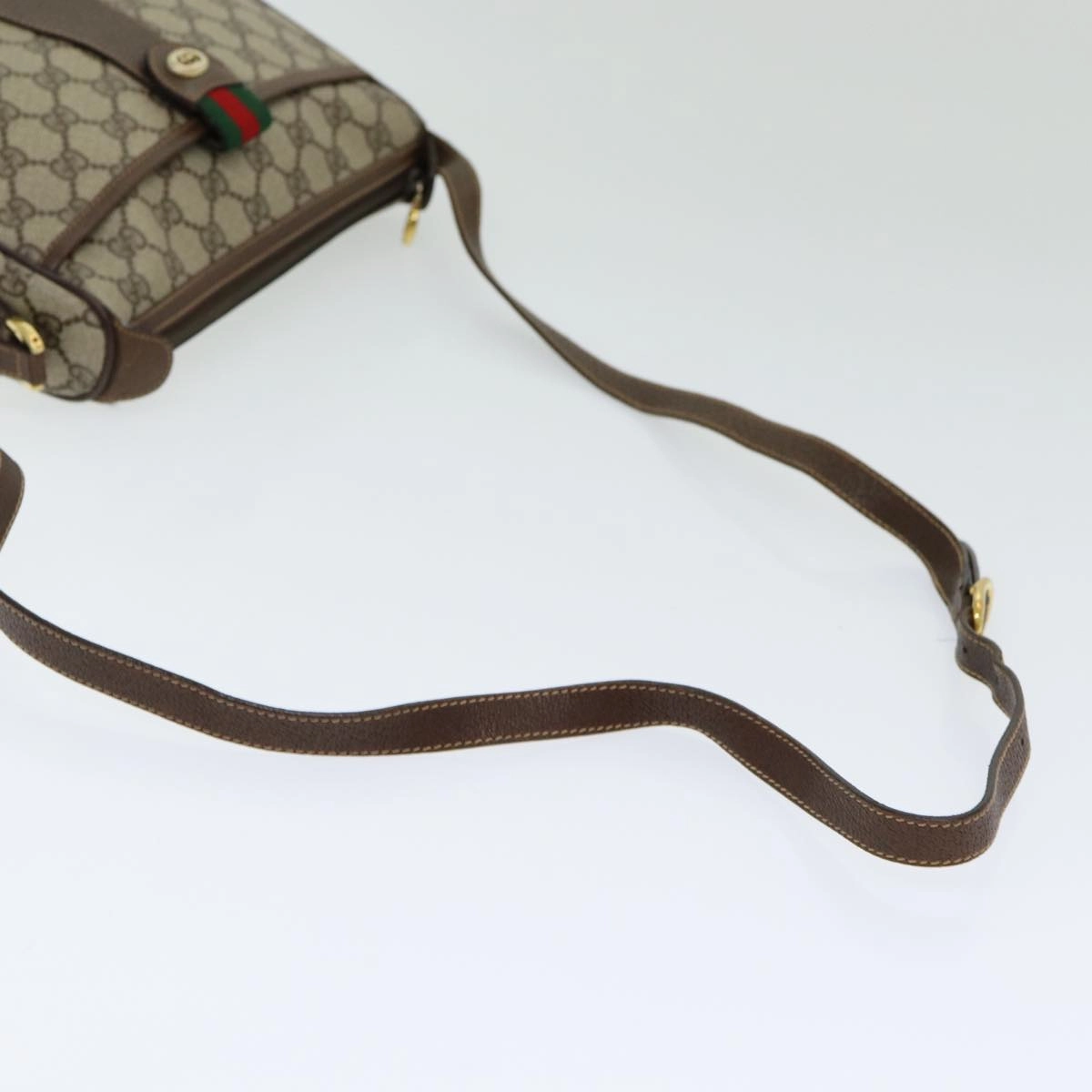 GUCCI GG Supreme Web Sherry Line Shoulder Bag PVC Beige 89 02 032  14049