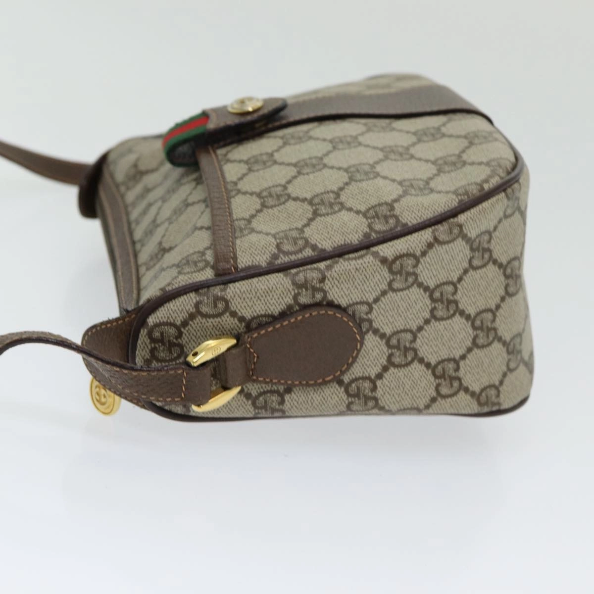GUCCI GG Supreme Web Sherry Line Shoulder Bag PVC Beige 89 02 032  14049