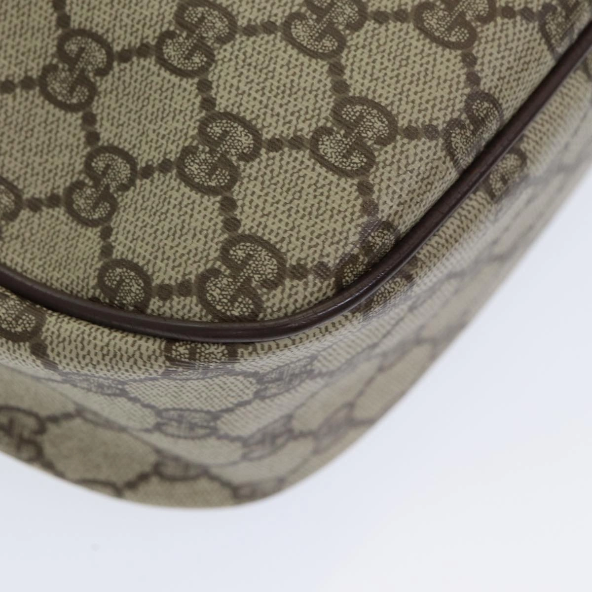 GUCCI GG Supreme Web Sherry Line Shoulder Bag PVC Beige 89 02 032  14049