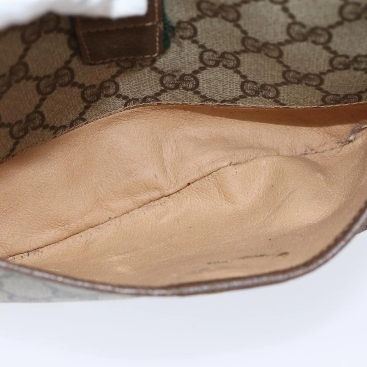 GUCCI GG Supreme Web Sherry Line Shoulder Bag PVC Beige 89 02 032  14049