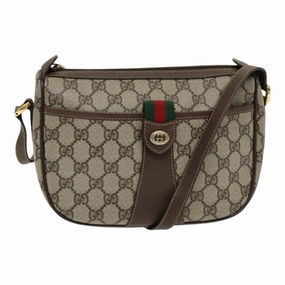GUCCI GG Supreme Web Sherry Line Shoulder Bag PVC Beige 89 02 032  14049