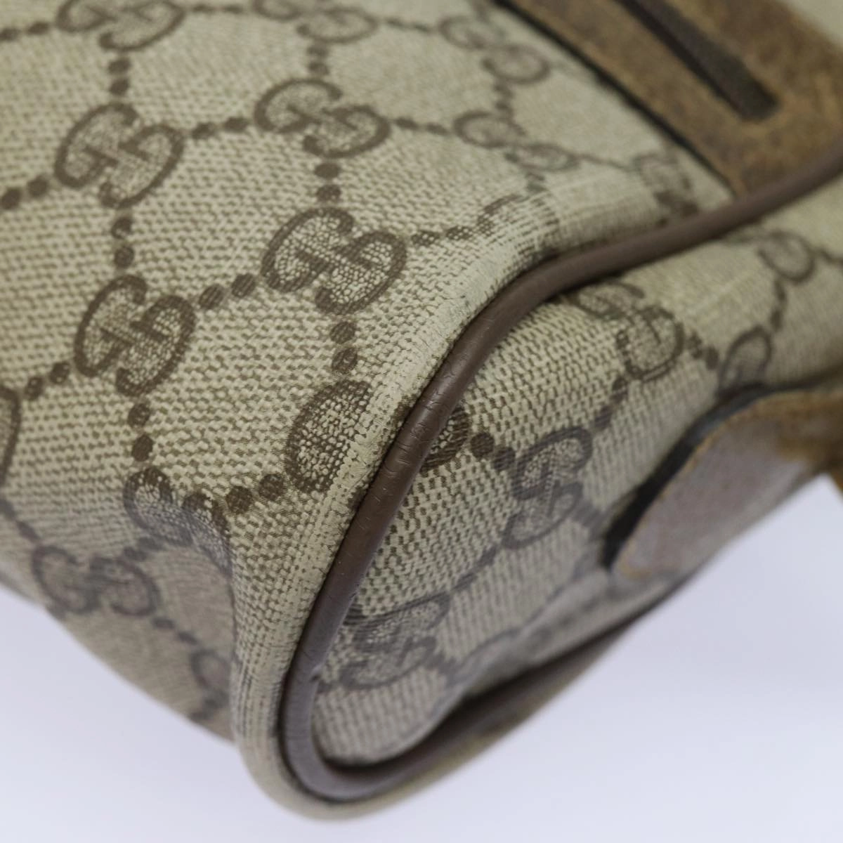 GUCCI GG Supreme Web Sherry Line Shoulder Bag PVC Beige Red 32 02 004  84752
