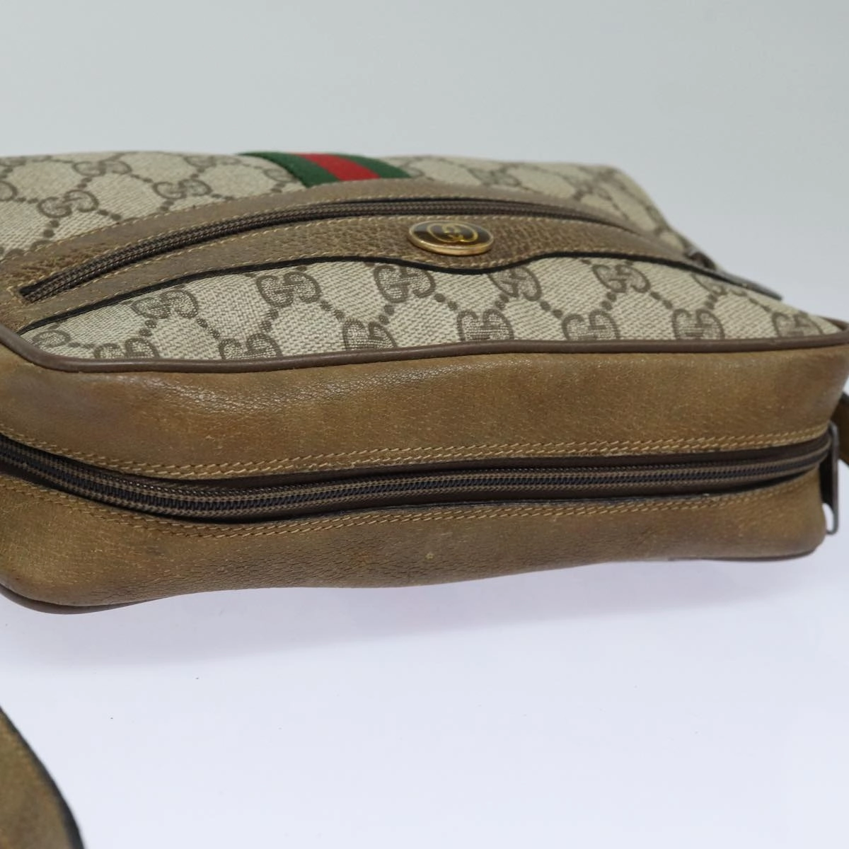 GUCCI GG Supreme Web Sherry Line Shoulder Bag PVC Beige Red 32 02 004  84752