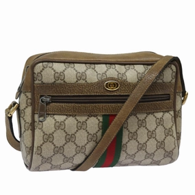 GUCCI GG Supreme Web Sherry Line Shoulder Bag PVC Beige Red 32 02 004  84752