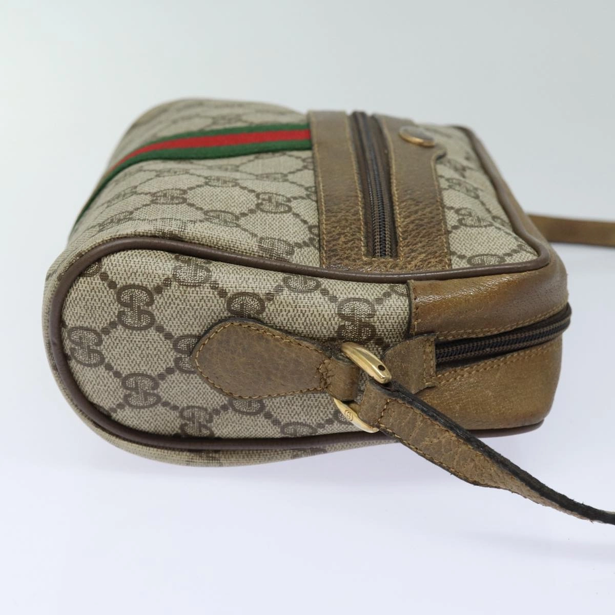 GUCCI GG Supreme Web Sherry Line Shoulder Bag PVC Beige Red 32 02 004  84752