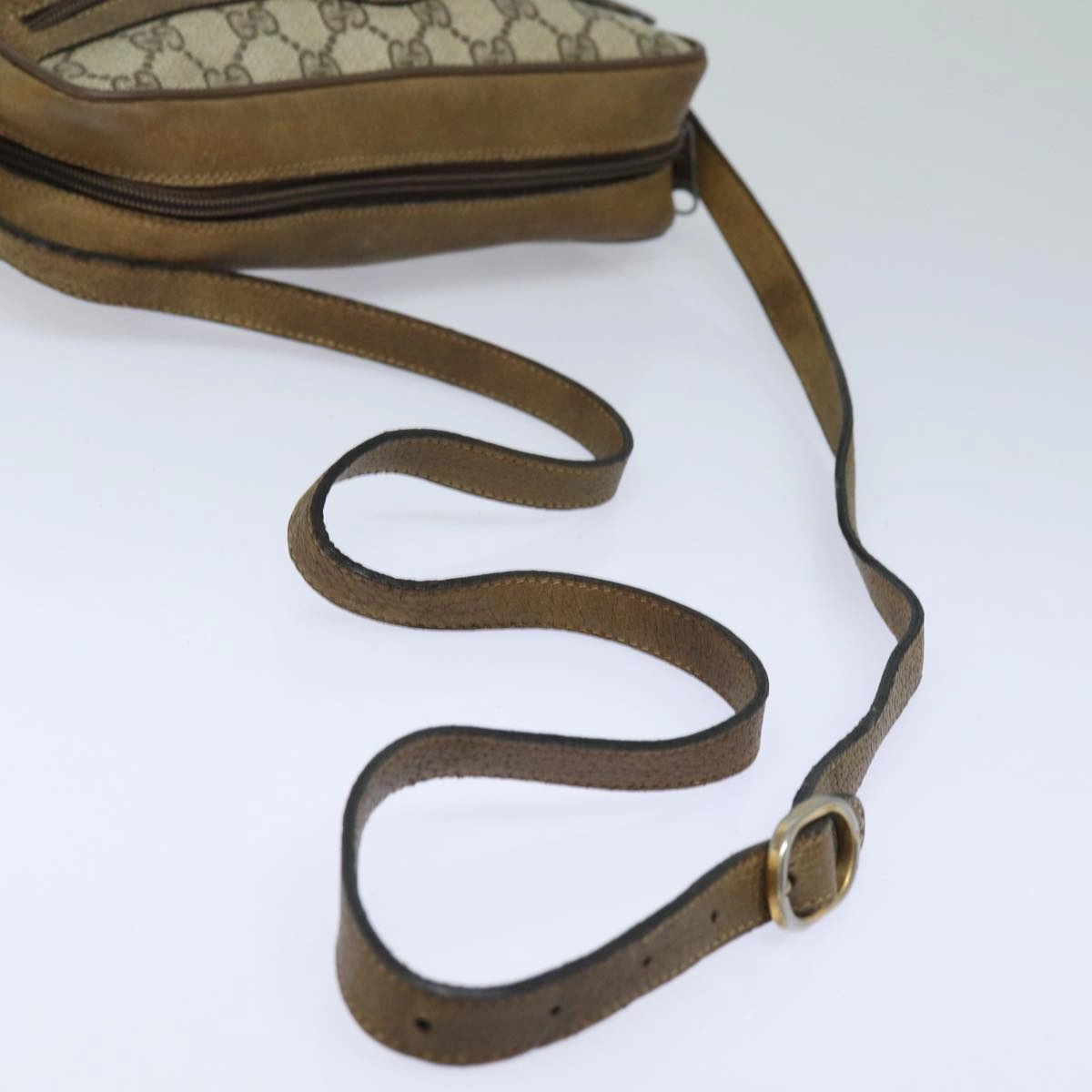 GUCCI GG Supreme Web Sherry Line Shoulder Bag PVC Beige Red 32 02 004  84752
