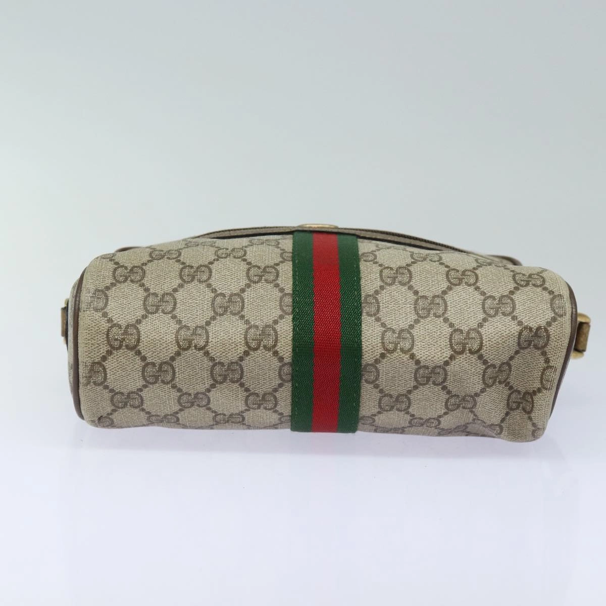 GUCCI GG Supreme Web Sherry Line Shoulder Bag PVC Beige Red 32 02 004  84752