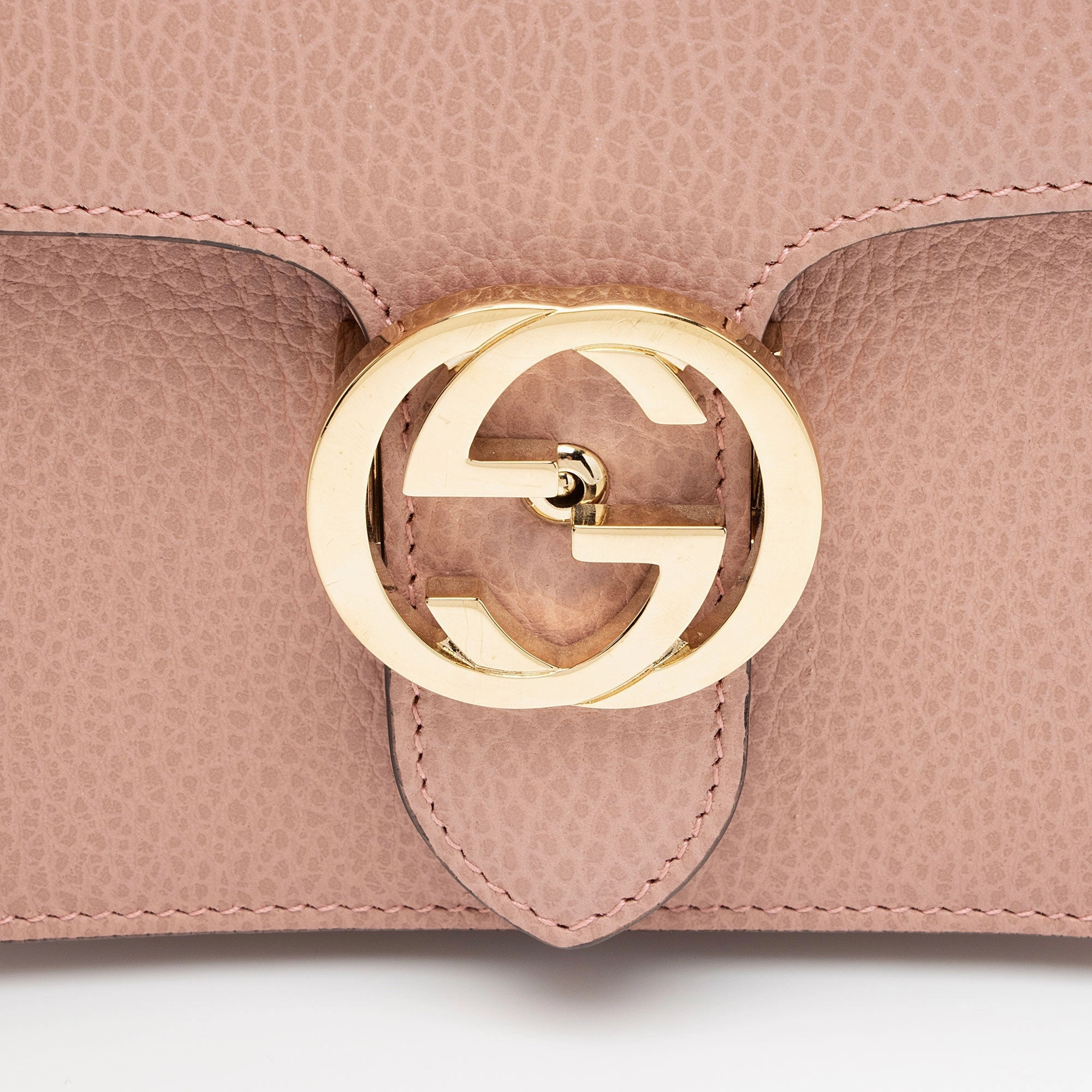 Gucci Grained Calfskin Interlocking G Small Shoulder Bag (SHF-BPuIFX)