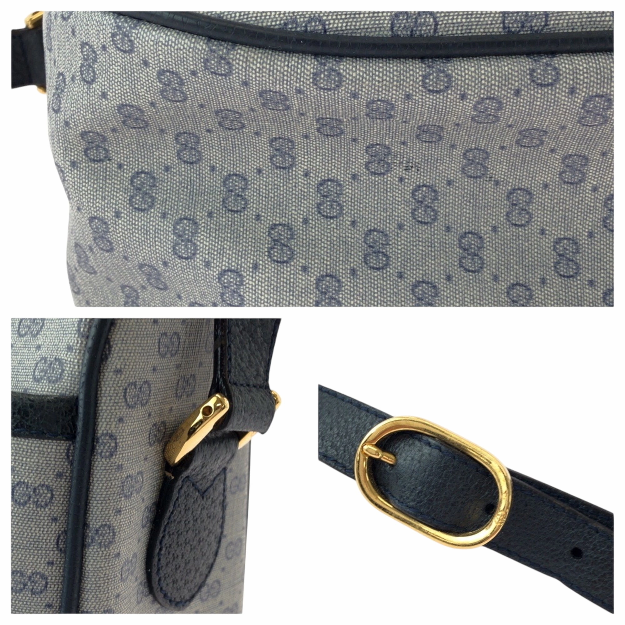 Gucci Gray Navy Gg Supreme Pochette Shoulder Bag ()