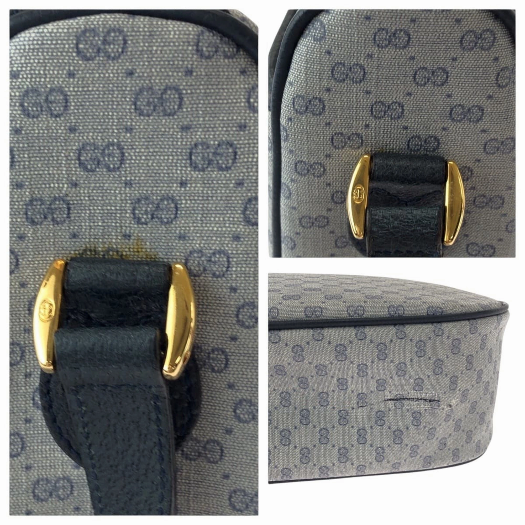Gucci Gray Navy Gg Supreme Pochette Shoulder Bag ()