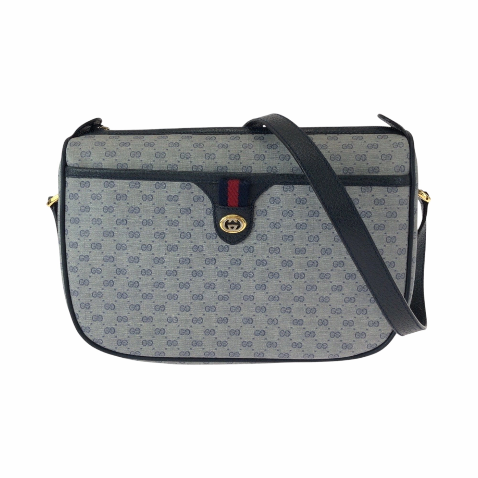 Gucci Gray Navy Gg Supreme Pochette Shoulder Bag ()