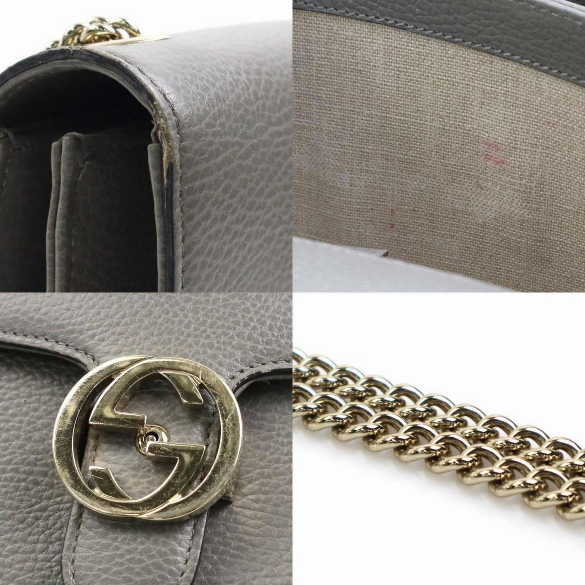 Gucci  Leather Metal Shoulder Bag (Pre-Owned)