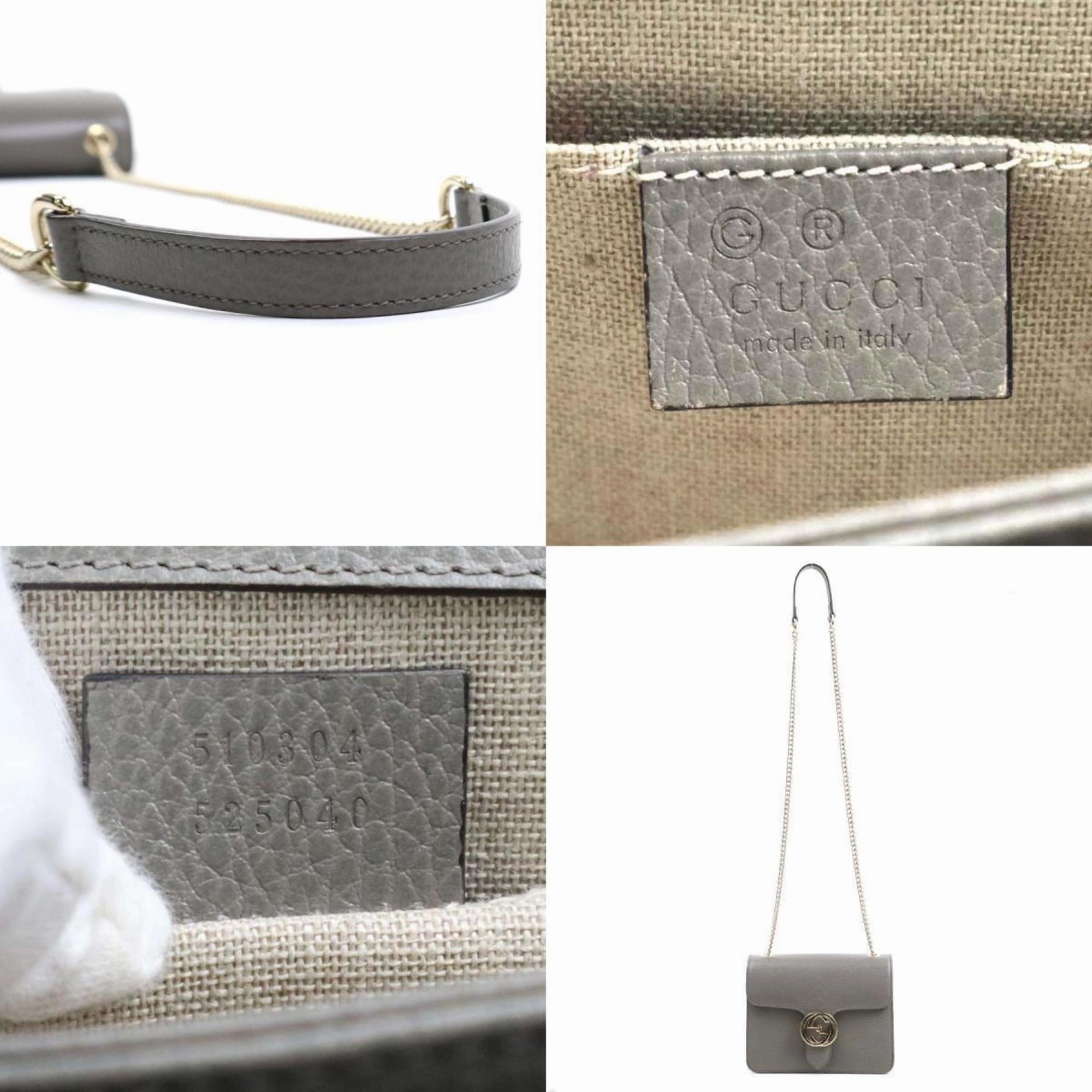 Gucci  Leather Metal Shoulder Bag (Pre-Owned)