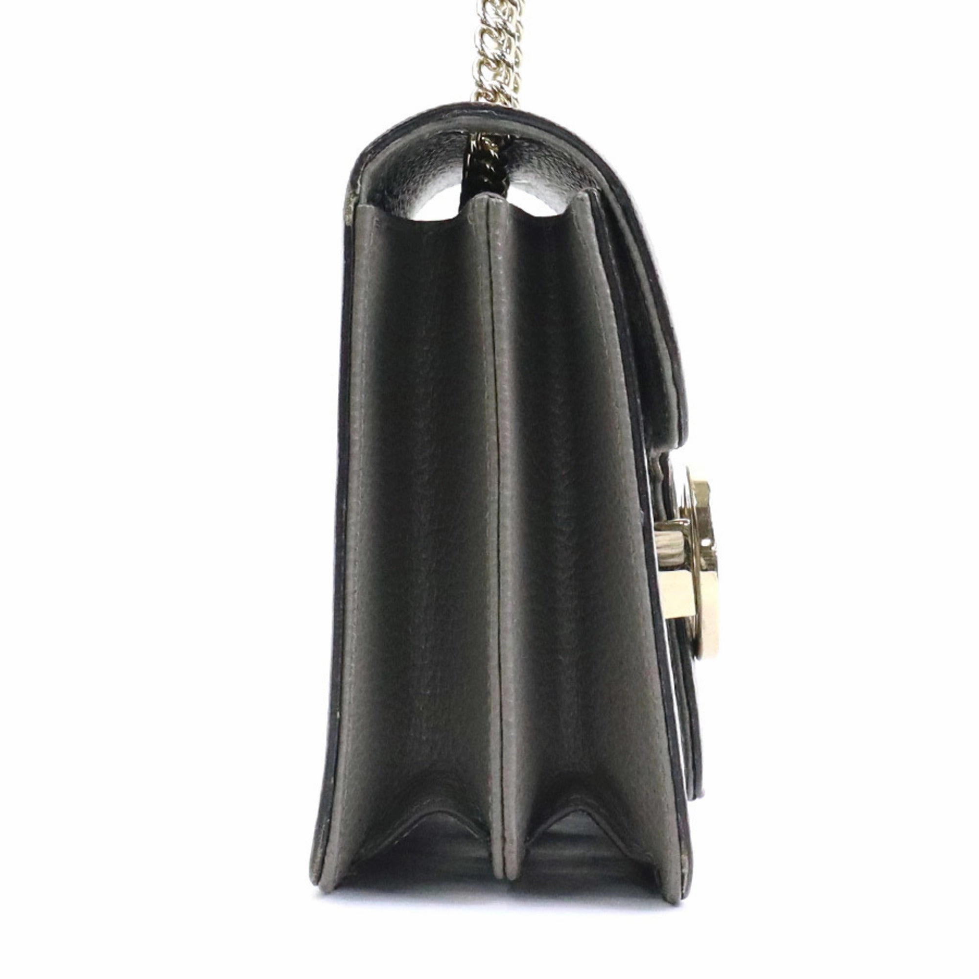 Gucci  Leather Metal Shoulder Bag (Pre-Owned)