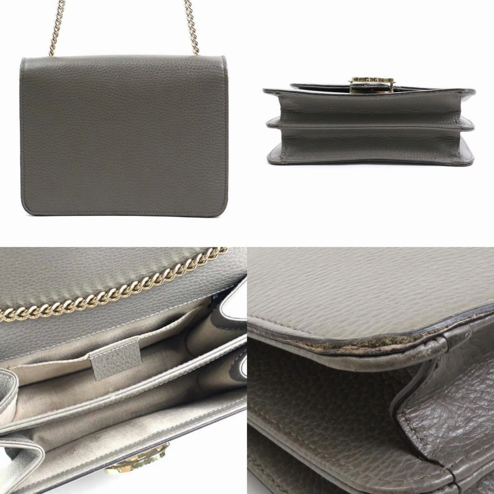 Gucci  Leather Metal Shoulder Bag (Pre-Owned)