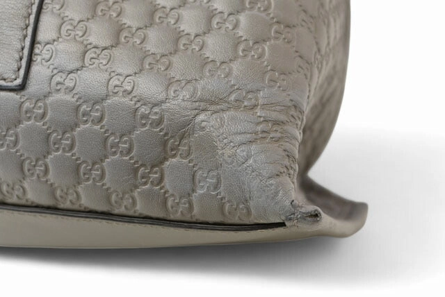 Gucci Leather Tote/Shoulder Bag Light Gray