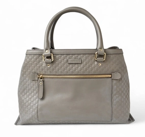 Gucci Leather Tote/Shoulder Bag Light Gray