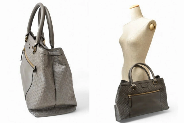 Gucci Leather Tote/Shoulder Bag Light Gray