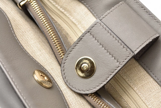 Gucci Leather Tote/Shoulder Bag Light Gray