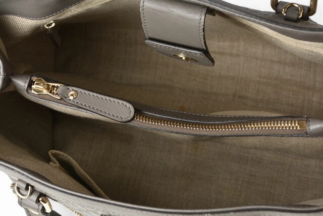 Gucci Leather Tote/Shoulder Bag Light Gray