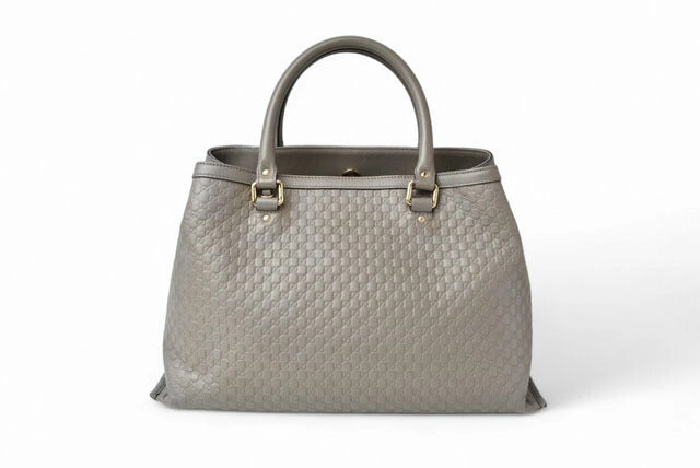 Gucci Leather Tote/Shoulder Bag Light Gray
