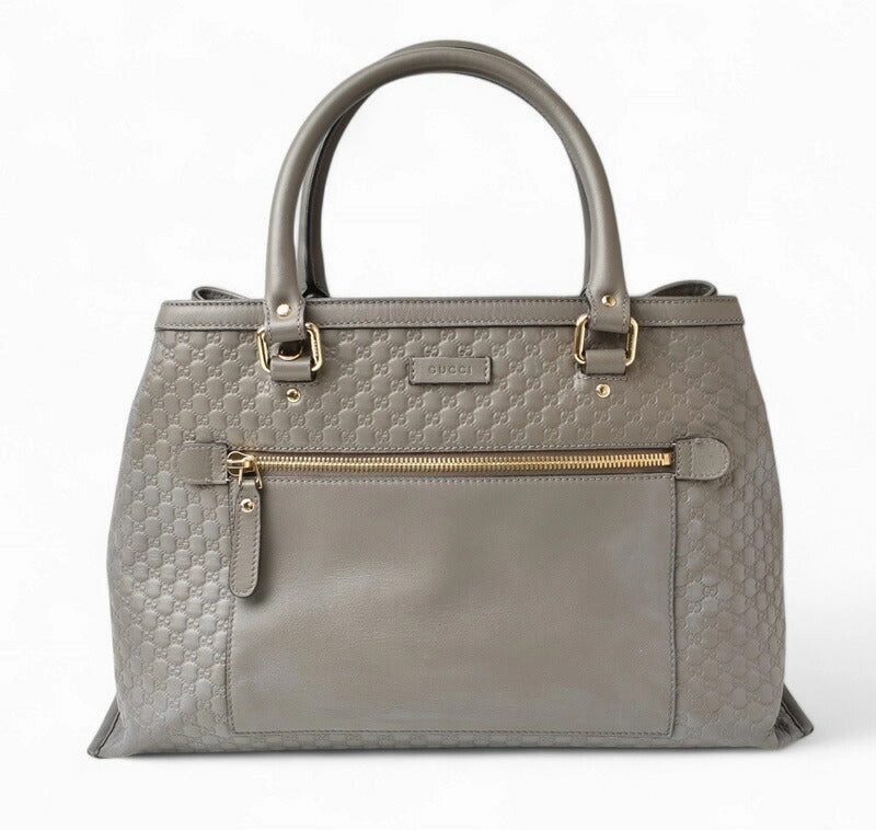 Gucci Leather Tote/Shoulder Bag Light Gray