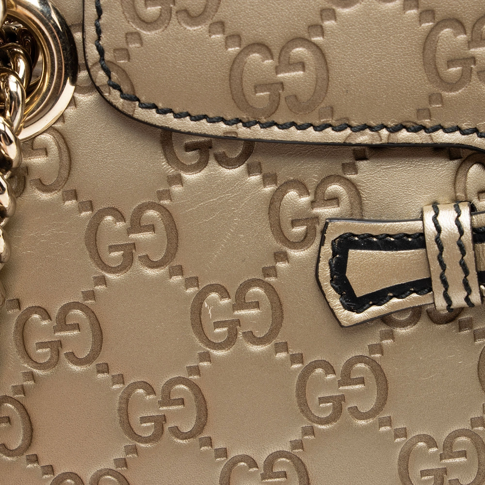 Gucci Metallic Guccissima Leather Emily Large Shoulder Bag (SHF-tKZxyz)
