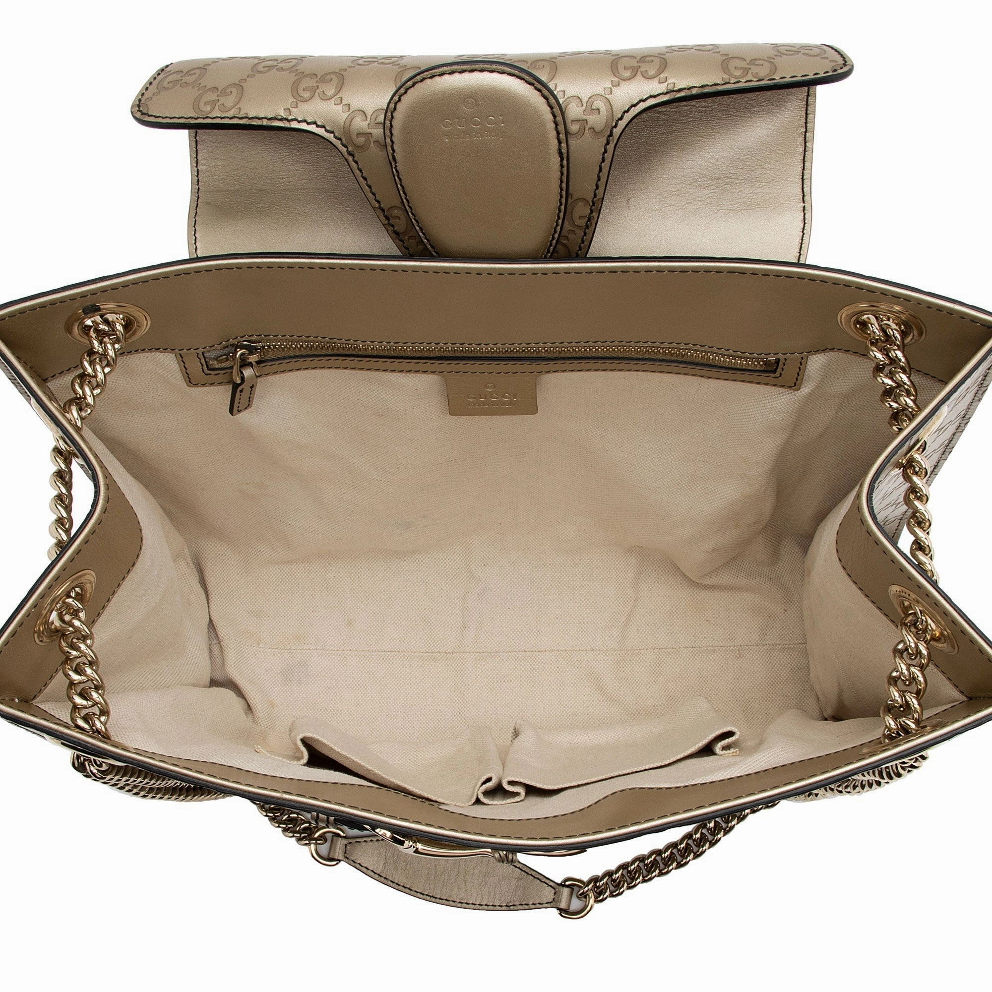 Gucci Metallic Guccissima Leather Emily Large Shoulder Bag (SHF-tKZxyz)