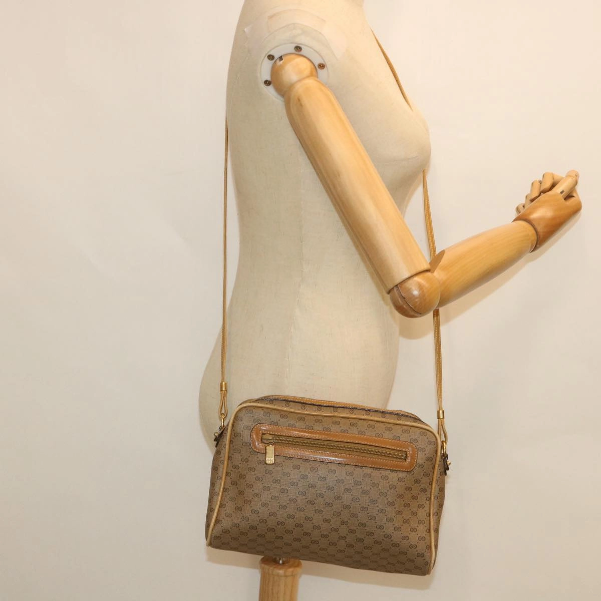 GUCCI Micro GG Supreme Shoulder Bag PVC Leather Beige 007 904 0014  bs9086