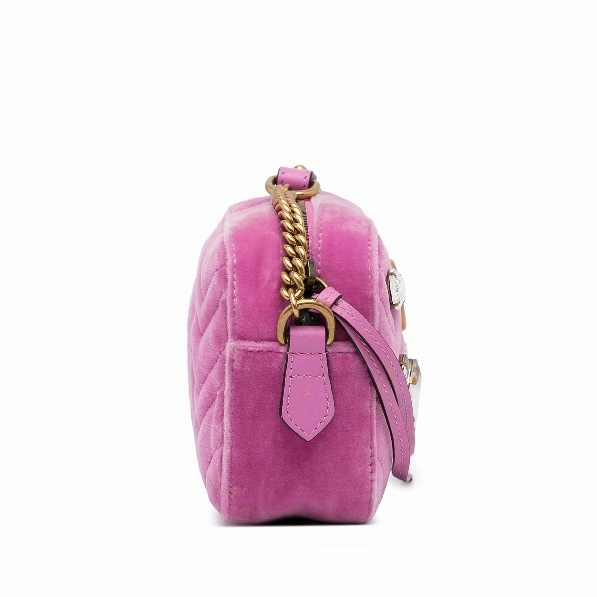 Gucci Mini GG Marmont Crystal Embellished Velvet Crossbody (SHG-A5av44)