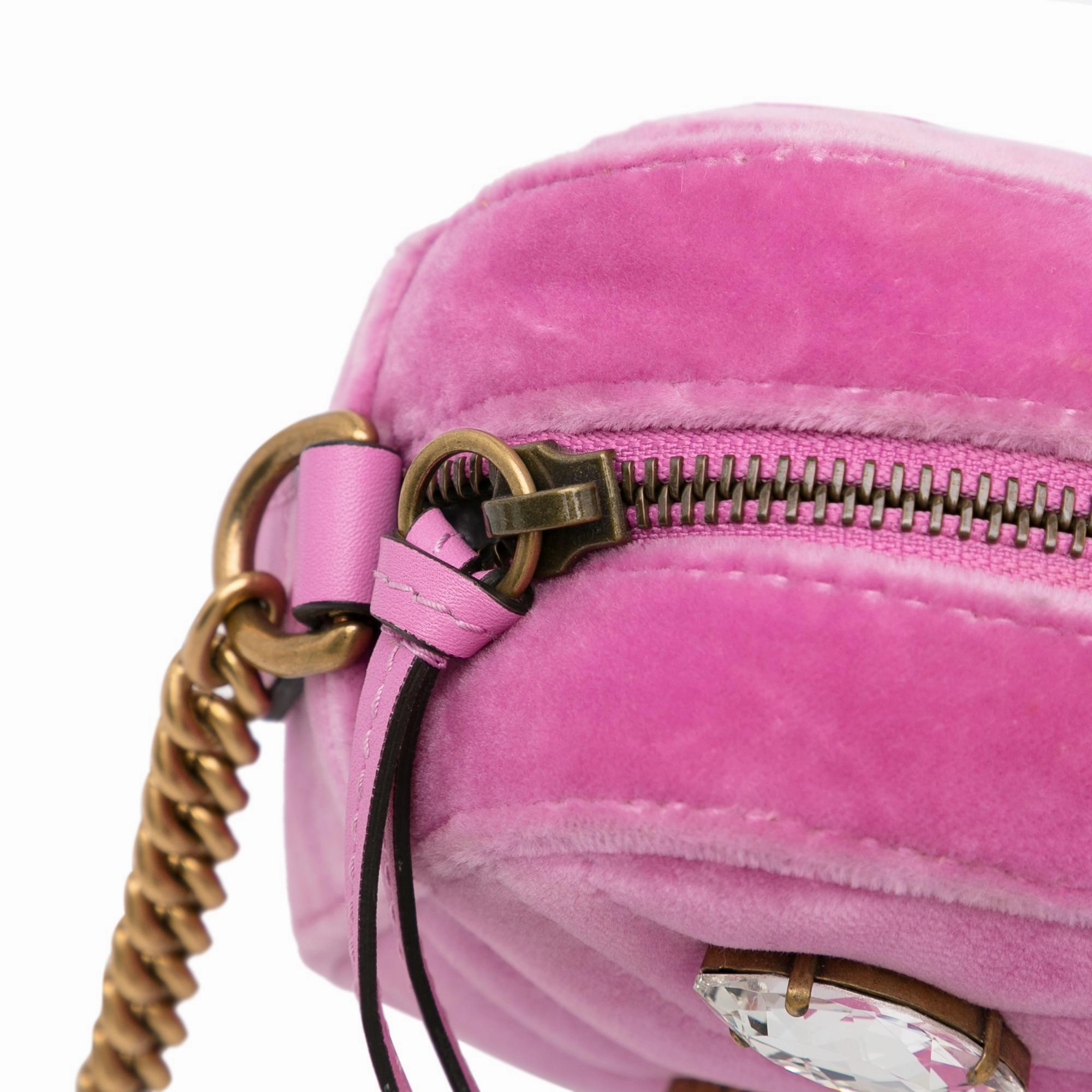 Gucci Mini GG Marmont Crystal Embellished Velvet Crossbody (SHG-A5av44)