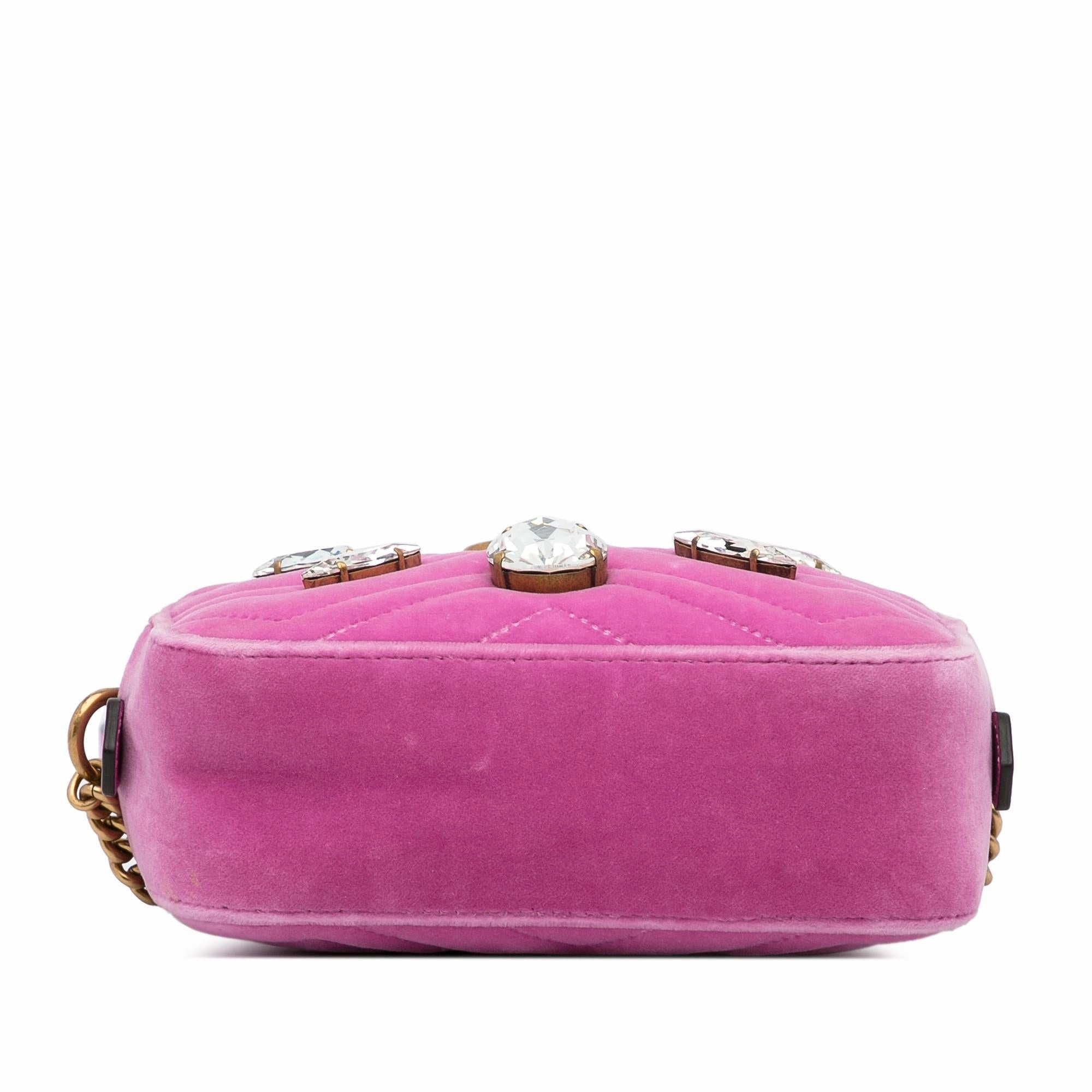 Gucci Mini GG Marmont Crystal Embellished Velvet Crossbody (SHG-A5av44)
