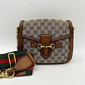 GUCCI Monogram Medium Lady Web Shoulder Bag Beige Cuir CN25042503