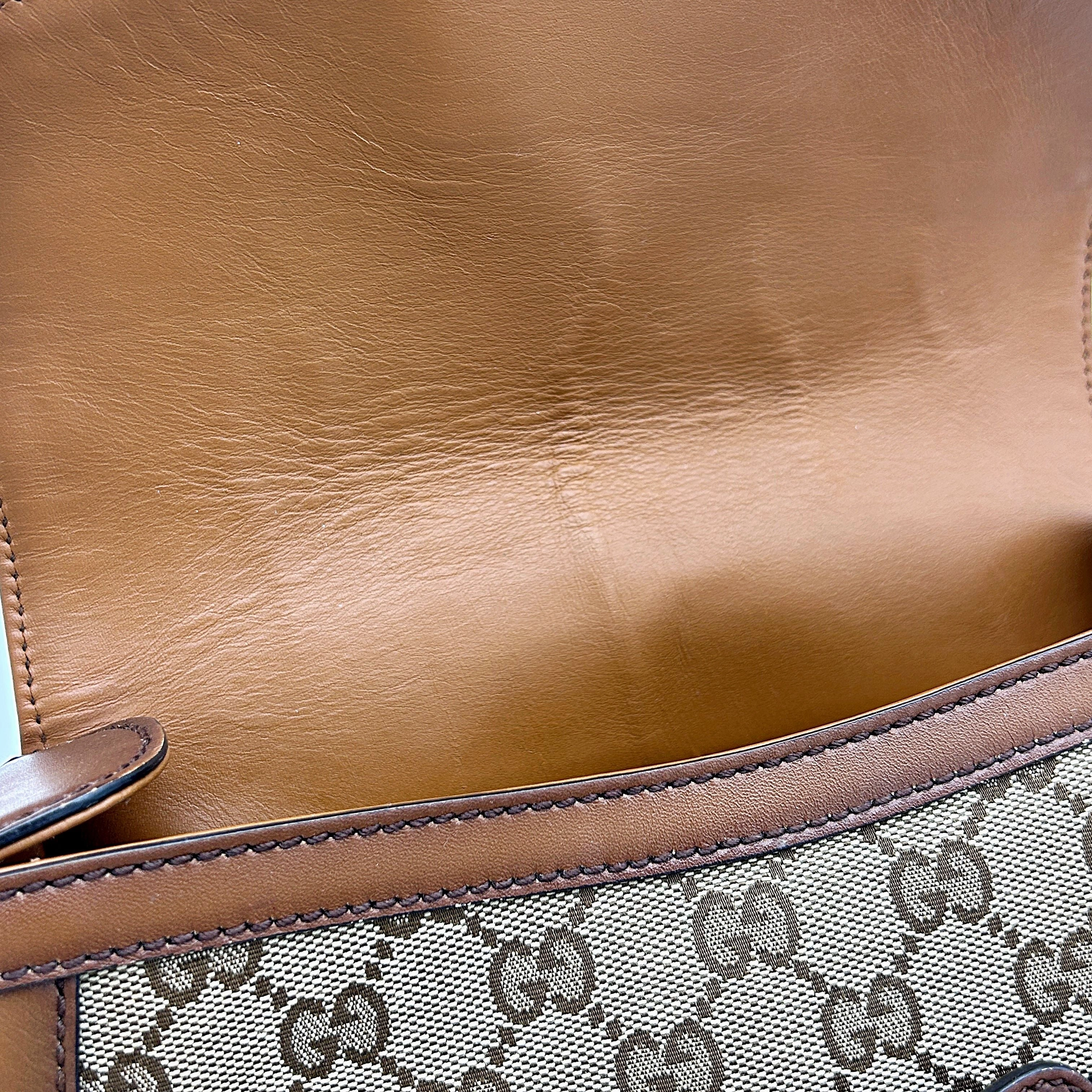 GUCCI Monogram Medium Lady Web Shoulder Bag Beige Cuir CN25042503