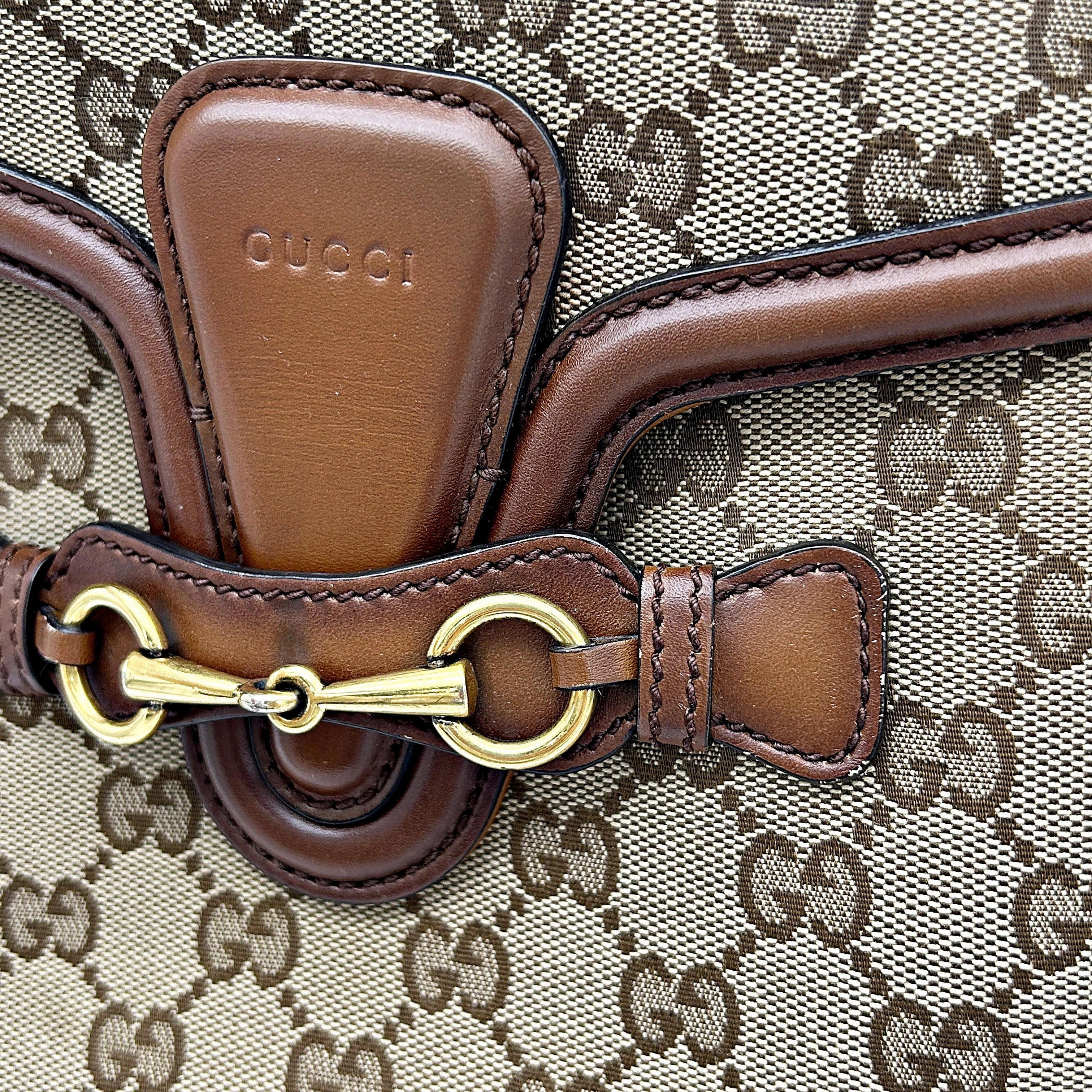 GUCCI Monogram Medium Lady Web Shoulder Bag Beige Cuir CN25042503
