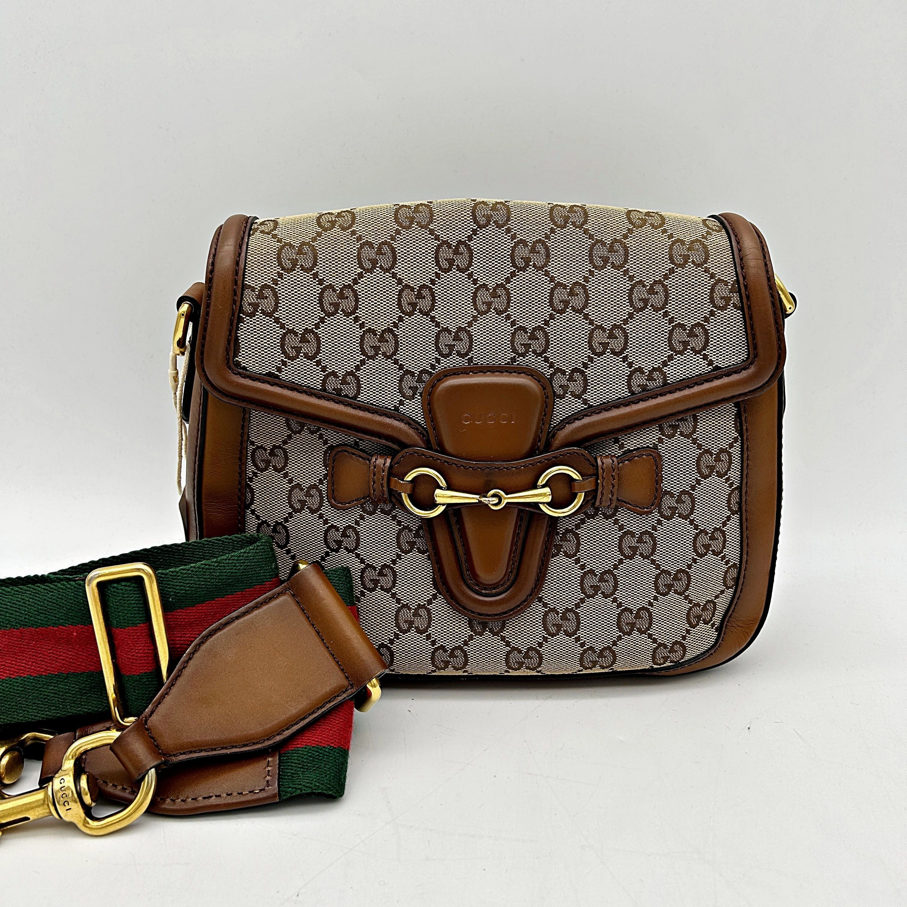GUCCI Monogram Medium Lady Web Shoulder Bag Beige Cuir CN25042503