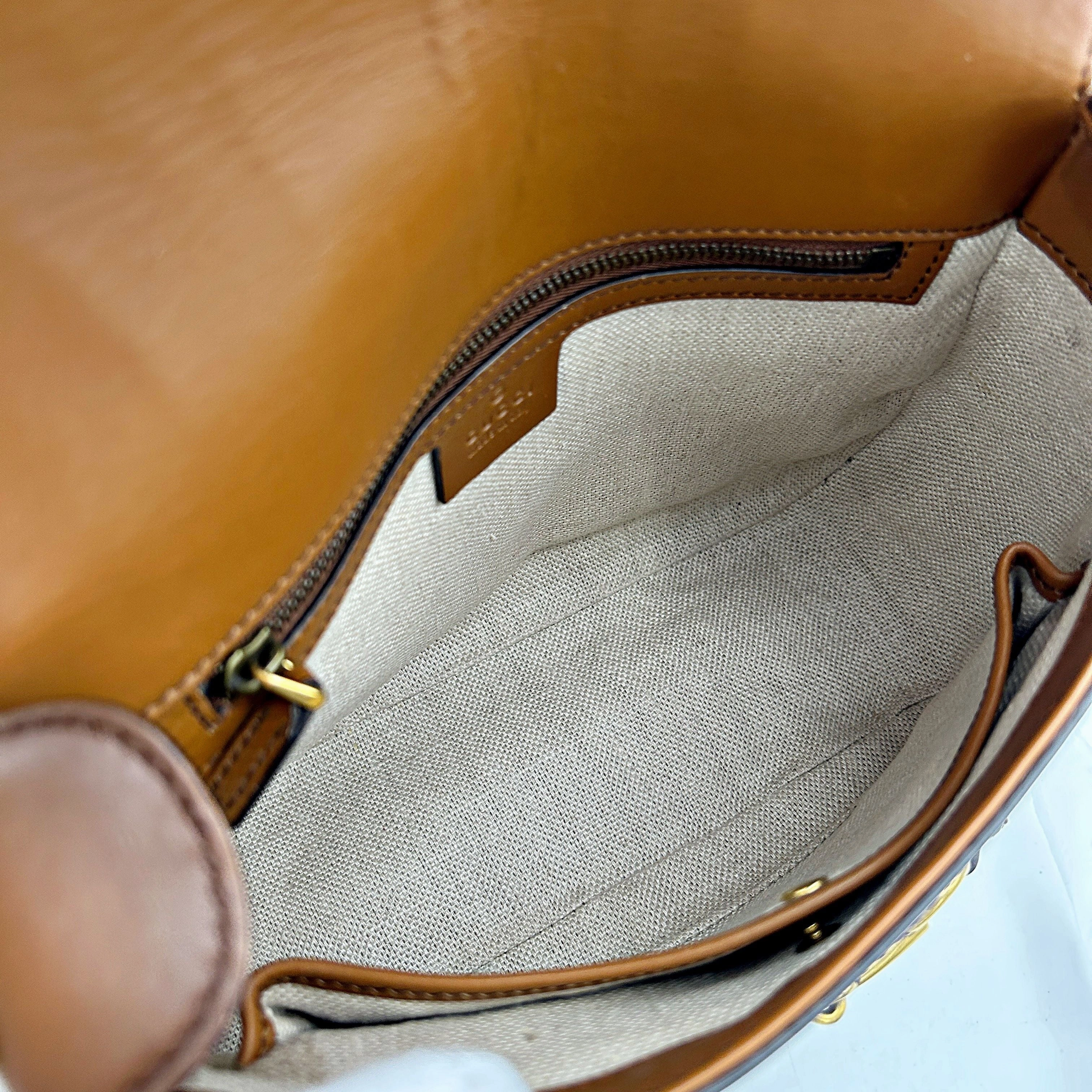 GUCCI Monogram Medium Lady Web Shoulder Bag Beige Cuir CN25042503