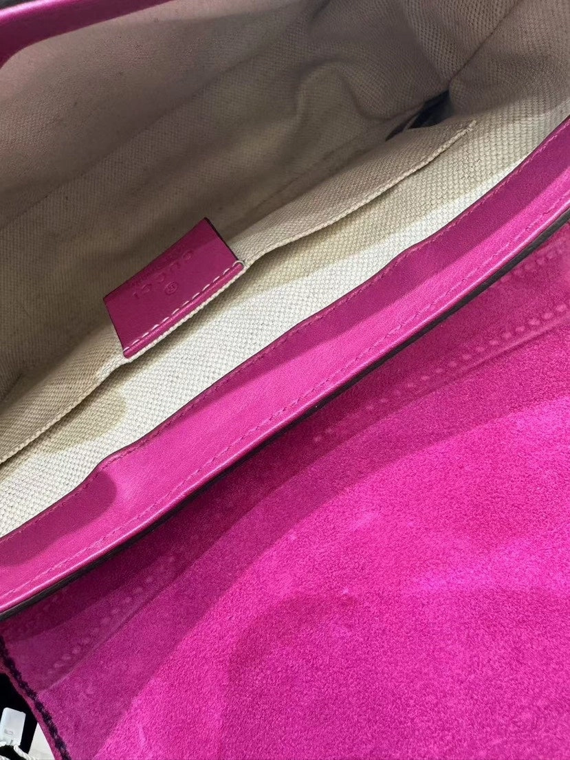Gucci Multicolor Black Pink GG Canvas Leather Crossbody Bag Medium
