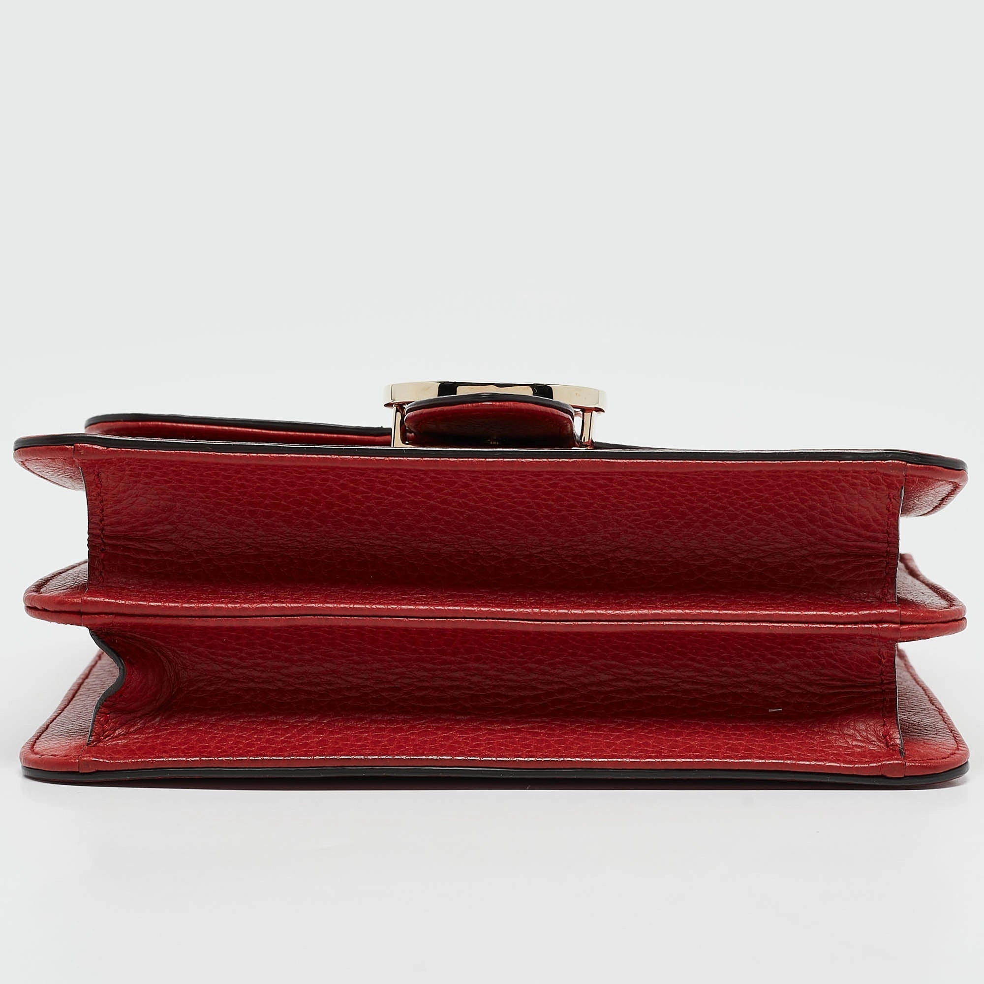 Gucci Red Leather Dollar Interlocking G Crossbody Bag