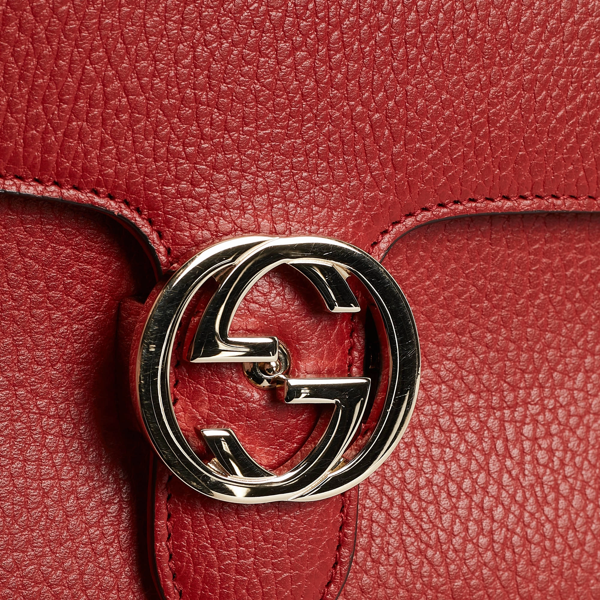 Gucci Red Leather Dollar Interlocking G Crossbody Bag