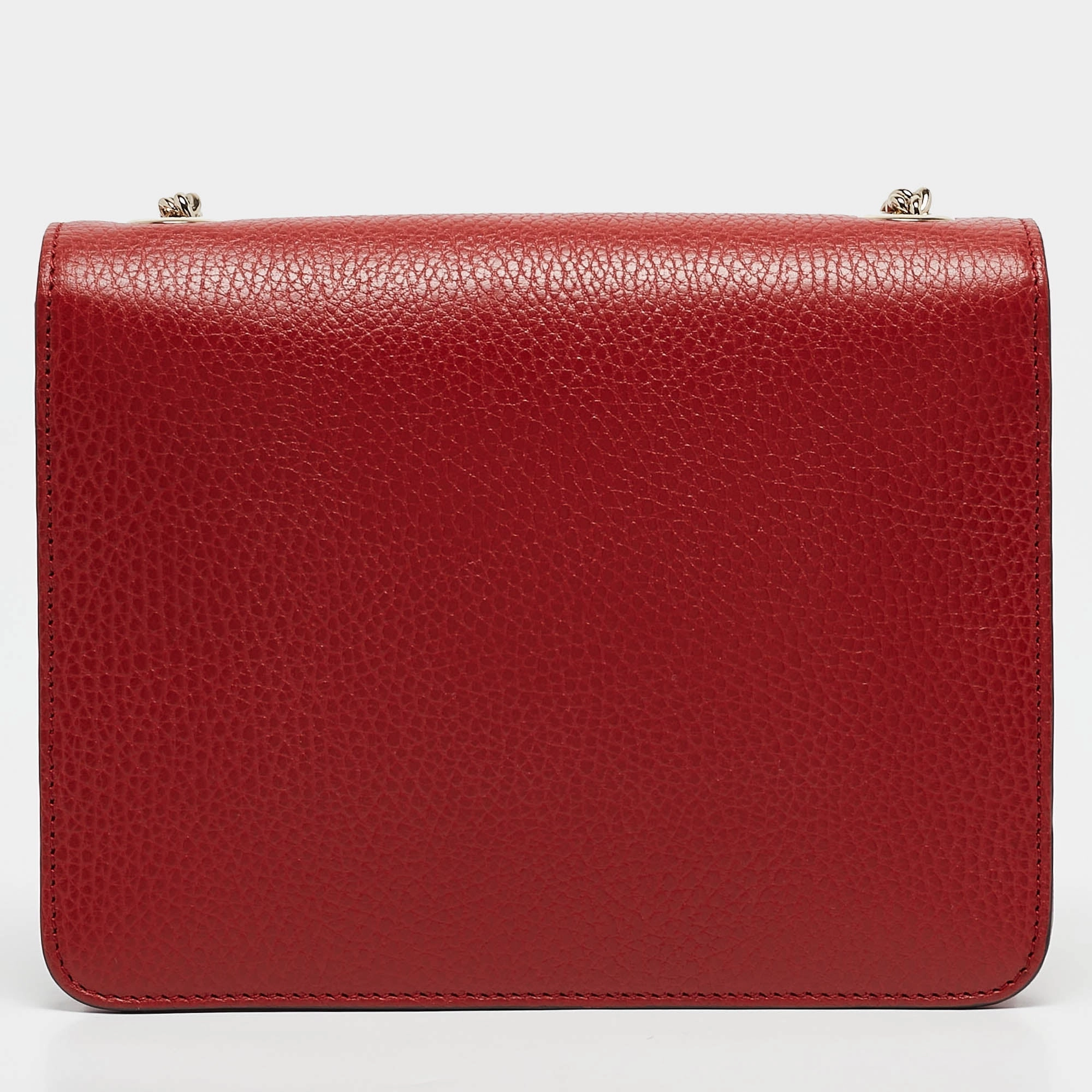 Gucci Red Leather Dollar Interlocking G Crossbody Bag