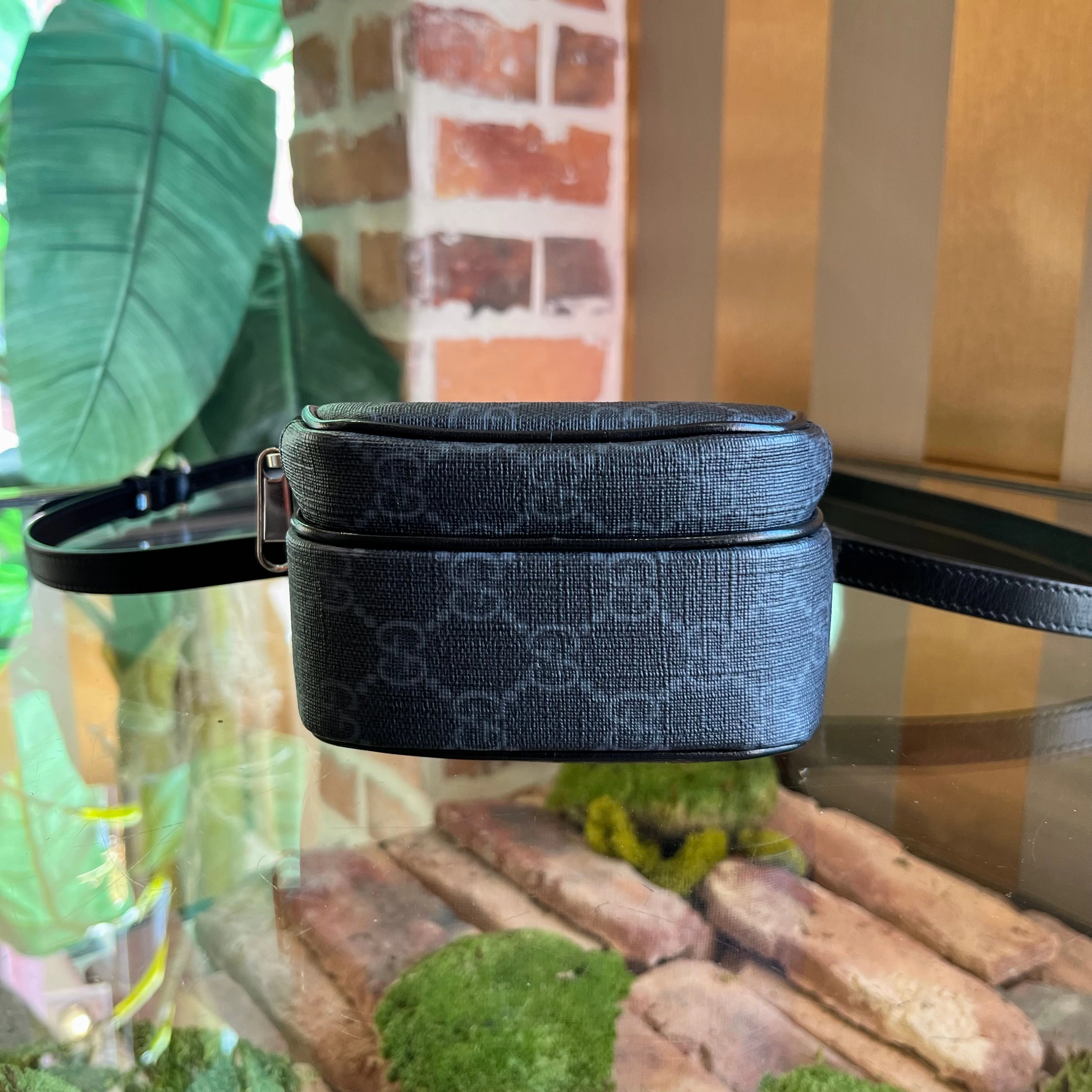 GUCCI Retro G Bag Mini Black GG Supreme Monogram Azalea Calfskin Crossbody Bag