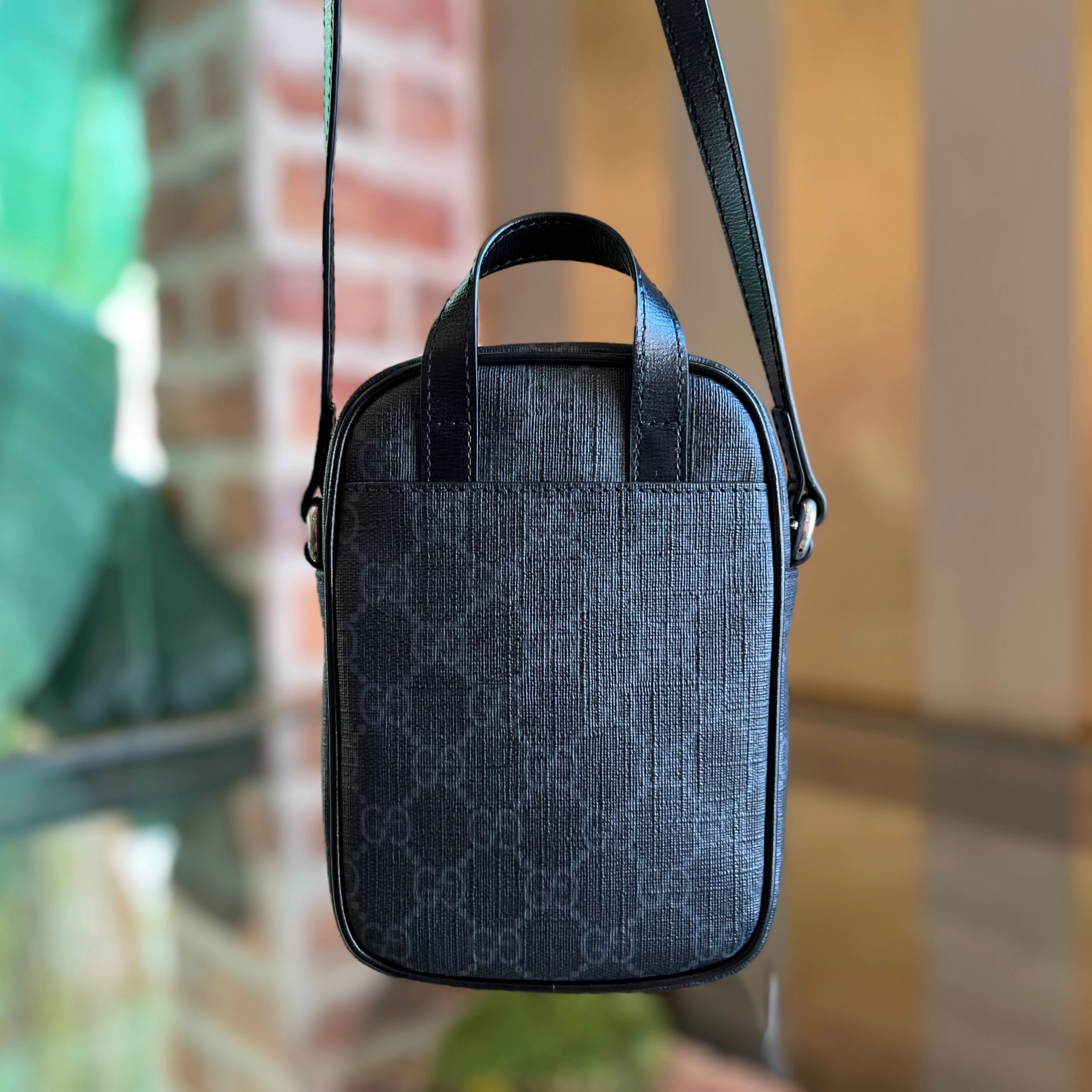 GUCCI Retro G Bag Mini Black GG Supreme Monogram Azalea Calfskin Crossbody Bag