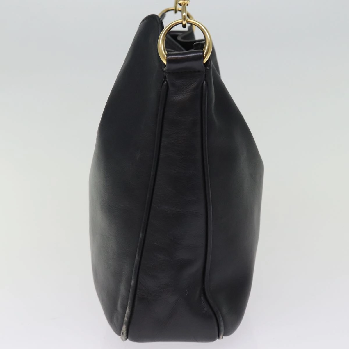 GUCCI Shoulder Bag Leather Bamboo Black  76159
