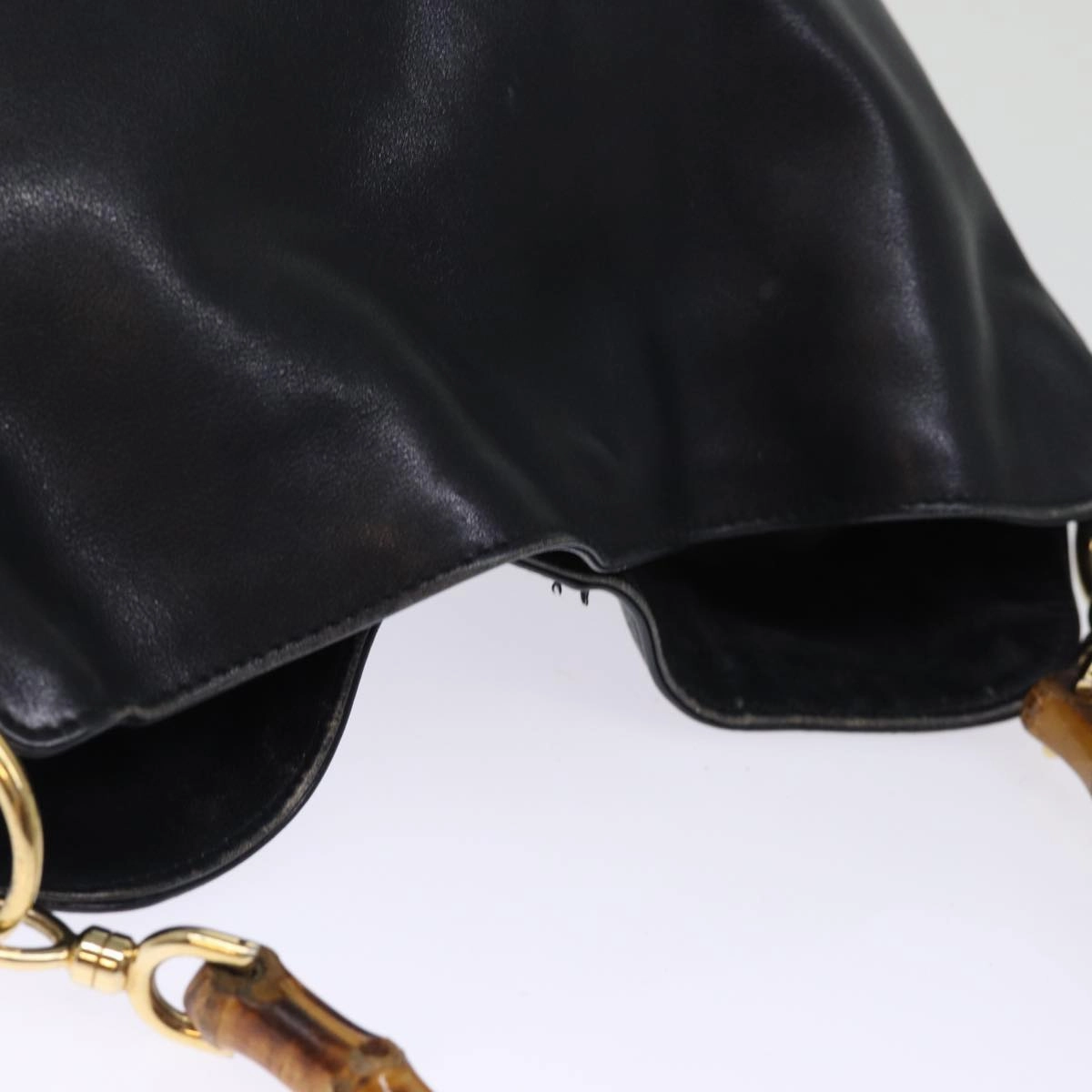 GUCCI Shoulder Bag Leather Bamboo Black  76159