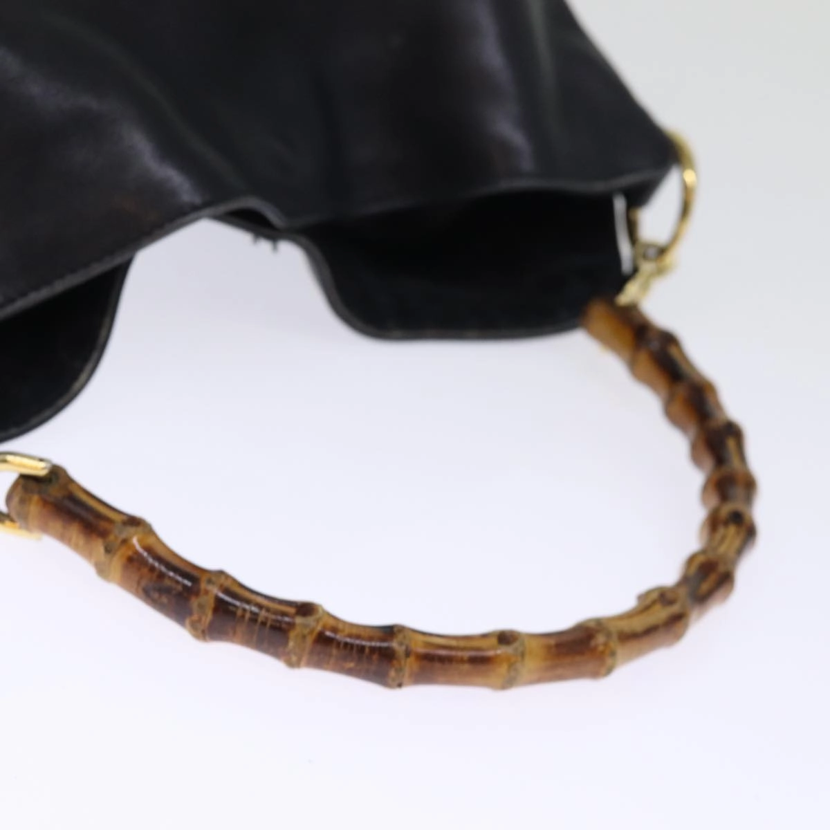 GUCCI Shoulder Bag Leather Bamboo Black  76159