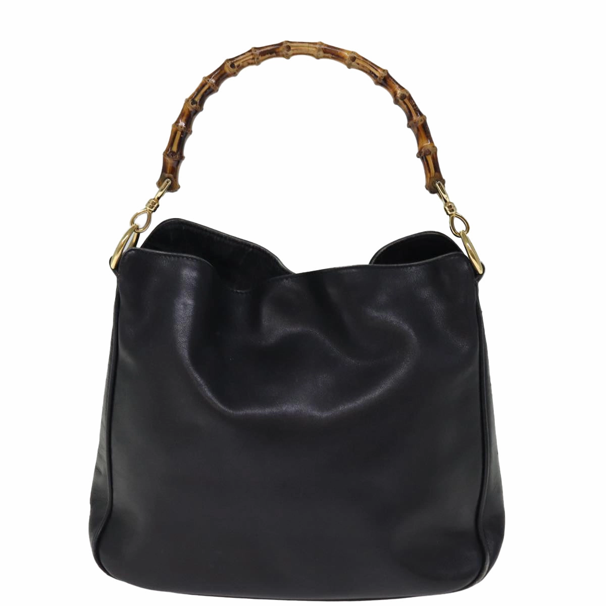 GUCCI Shoulder Bag Leather Bamboo Black  76159