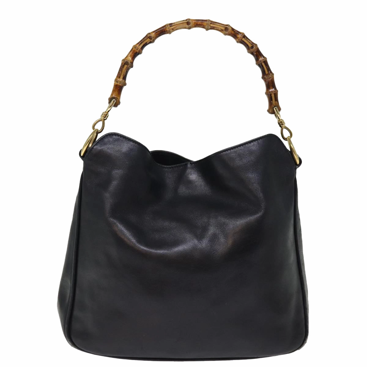 GUCCI Shoulder Bag Leather Bamboo Black  76159